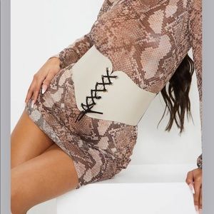 Cream PU Lace Up Corset Belt